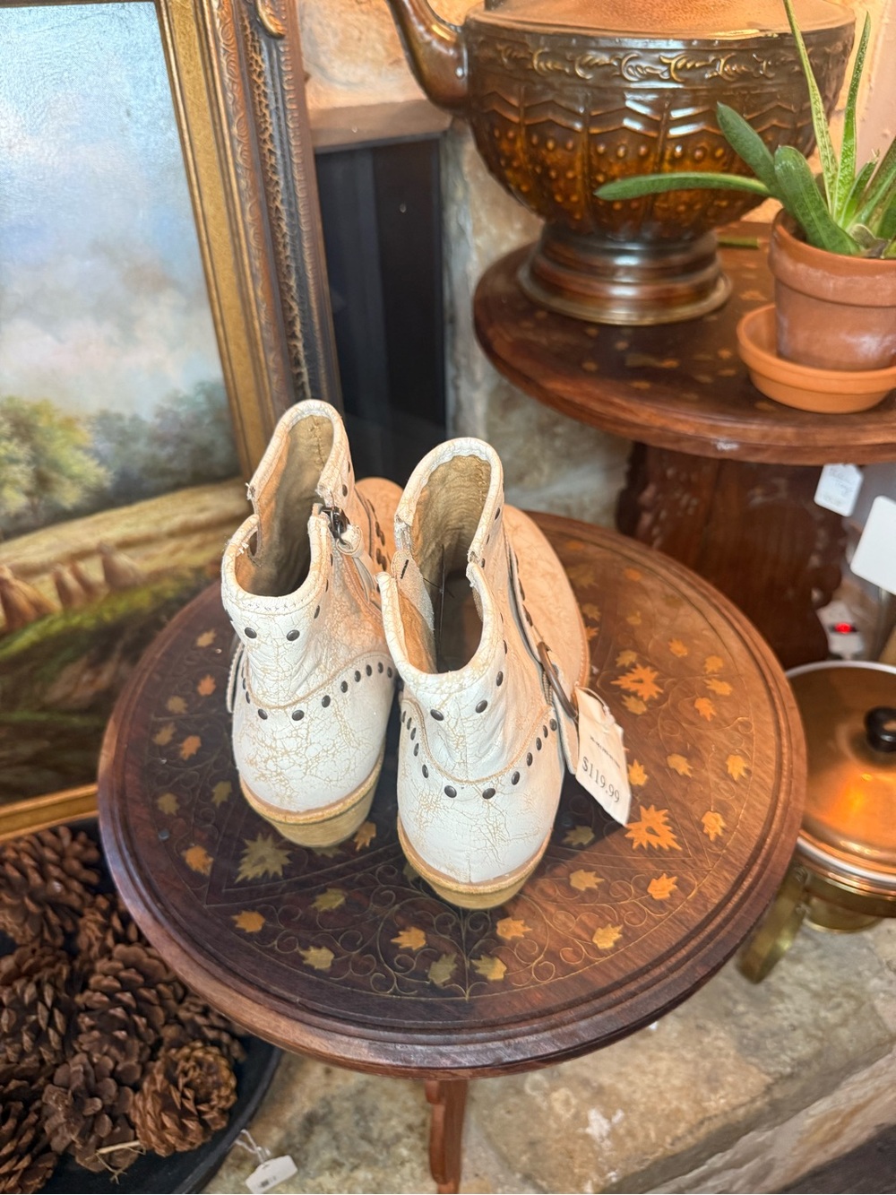 Sofft Cream Studded Ankle Boots with Buckle - Picture 5 of 6